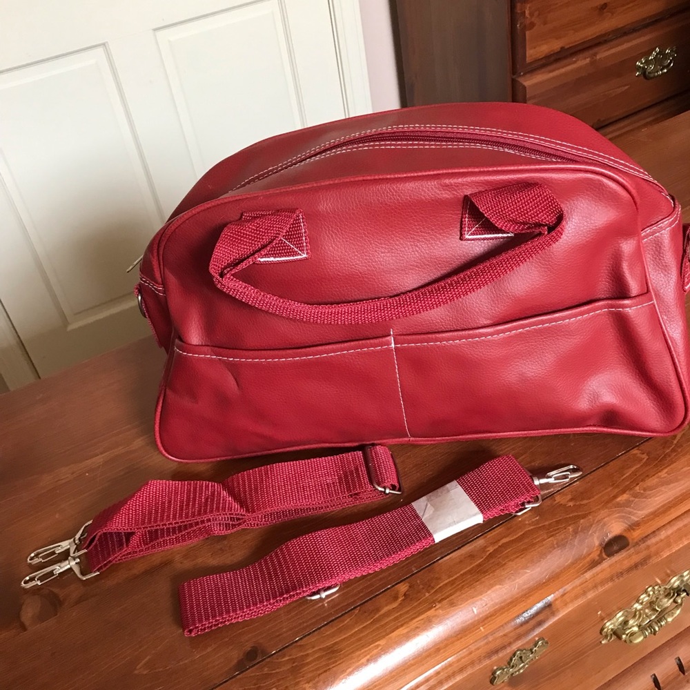 Red Vinyl Satchel Bag
